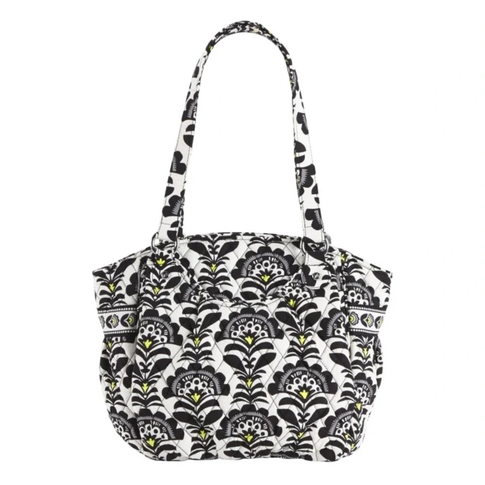 Vera Bradley Glenna Style Large Quilted Black and White Tote Shoulder Bag